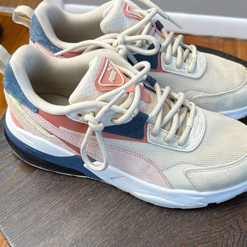 Puma Cream and Pink Athletic Sneakers